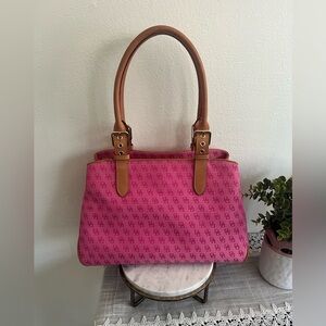Dooney & Bourke Pink Jacquard Canvas Shoulder Bag